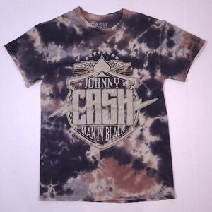 Johnny Cash Man In Black Tie Dye Band Tee Woman's Small
